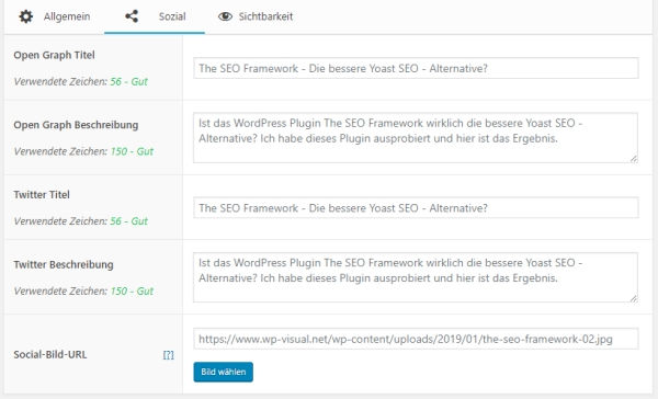 the seo framework 04 Open Graph und Twitter Tags einstellen