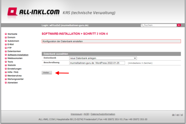 wordpress 1 klick installation 3 WordPress-Installation Schritt 3