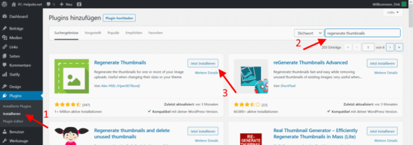 WordPress Plugin installieren über das Dashboard