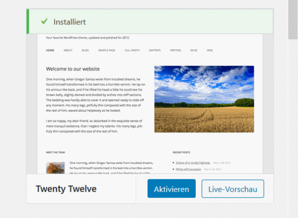 installiertes Theme aktivieren
