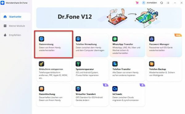 dr fone v12 screenshot WhatsApp Nachrichten wiederherstellen mit Dr.Fone - Dattenrettung (iOS)