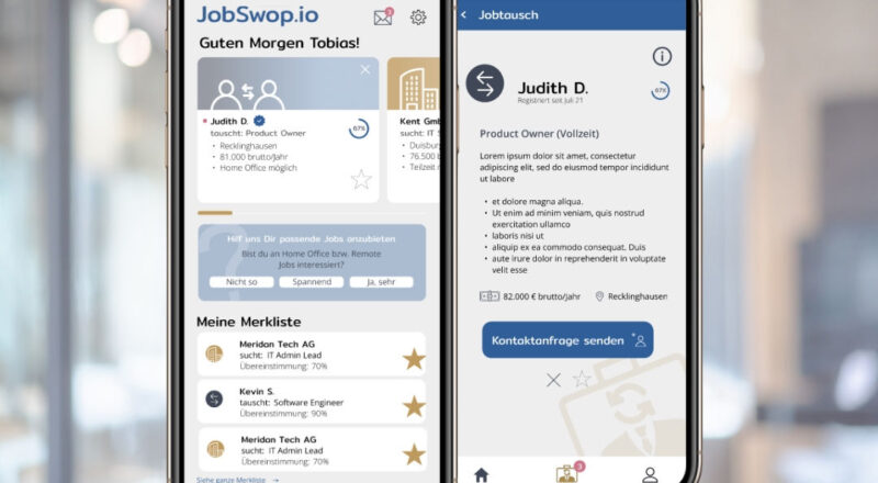 Screenshot JobSwop.io Job-App
