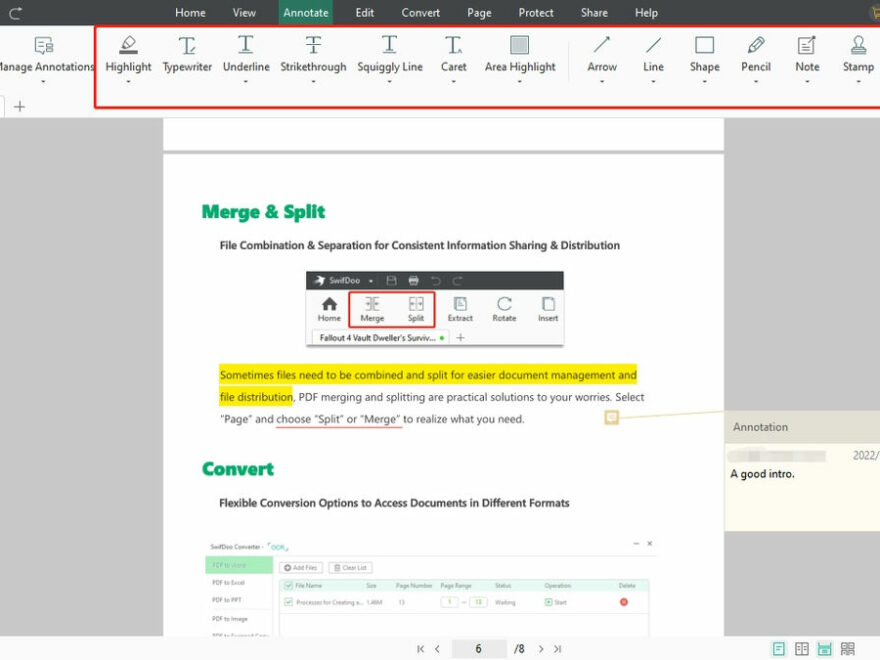 PDF mit Anmerkungen versehen mit SwifDoo PDF