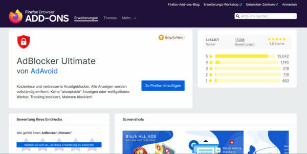 adblocker ultimate firefox Adblocker für Firefox Beispiel
