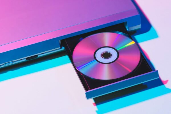 Nahaufnahme des DVD-Players mit Diskette Nahaufnahme des DVD-Players mit Diskette