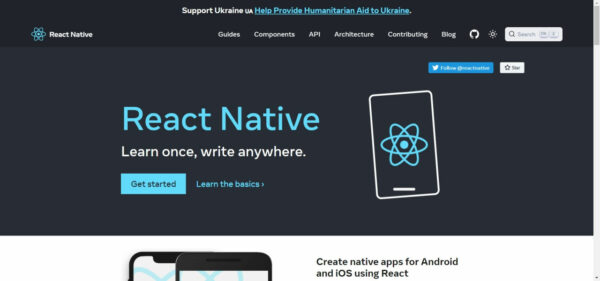 React Native Webseite Screenshot