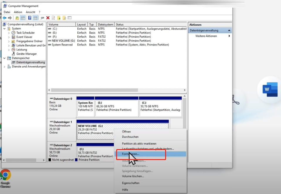 USBStick mit FAT32 unter Windows 10/11 formatieren ohne Datenverlust