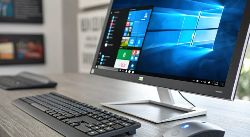 windows key auslesen desktop Desktop-Ansicht mit Windows-Oberfläche und Befehl zum Windows Key auslesen, moderner Arbeitsplatz im Hintergrund.