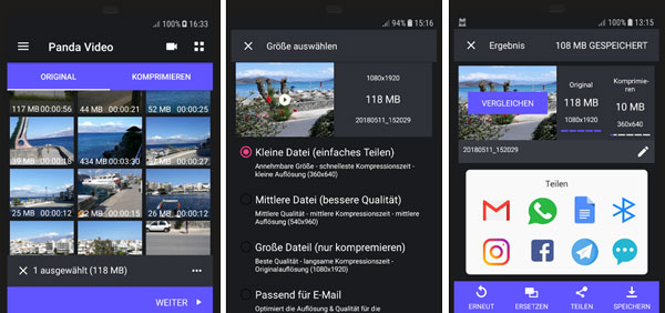 11 Video auf Android komprimieren mit Video Compressor Panda Resizer