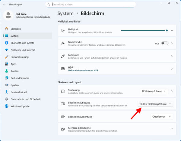 Bildschirmauflösung unter Windows ändern und anpassen Windows-Einstellung zeigt, wie sich die Bildschirmauflösung ändern und anpassen lässt
