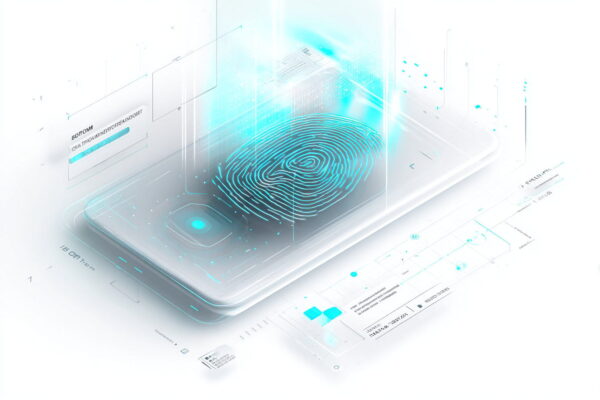 Biometrie Grundlagen mit Fingerabdruck-Scan und Gesichtserkennung als Illustration