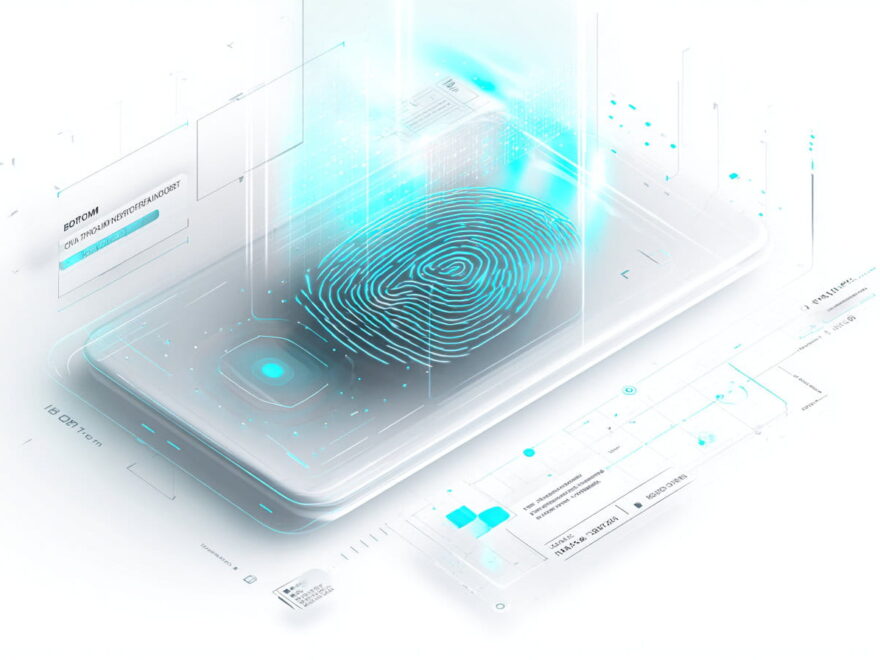 Biometrie Grundlagen mit Fingerabdruck-Scan und Gesichtserkennung als Illustration