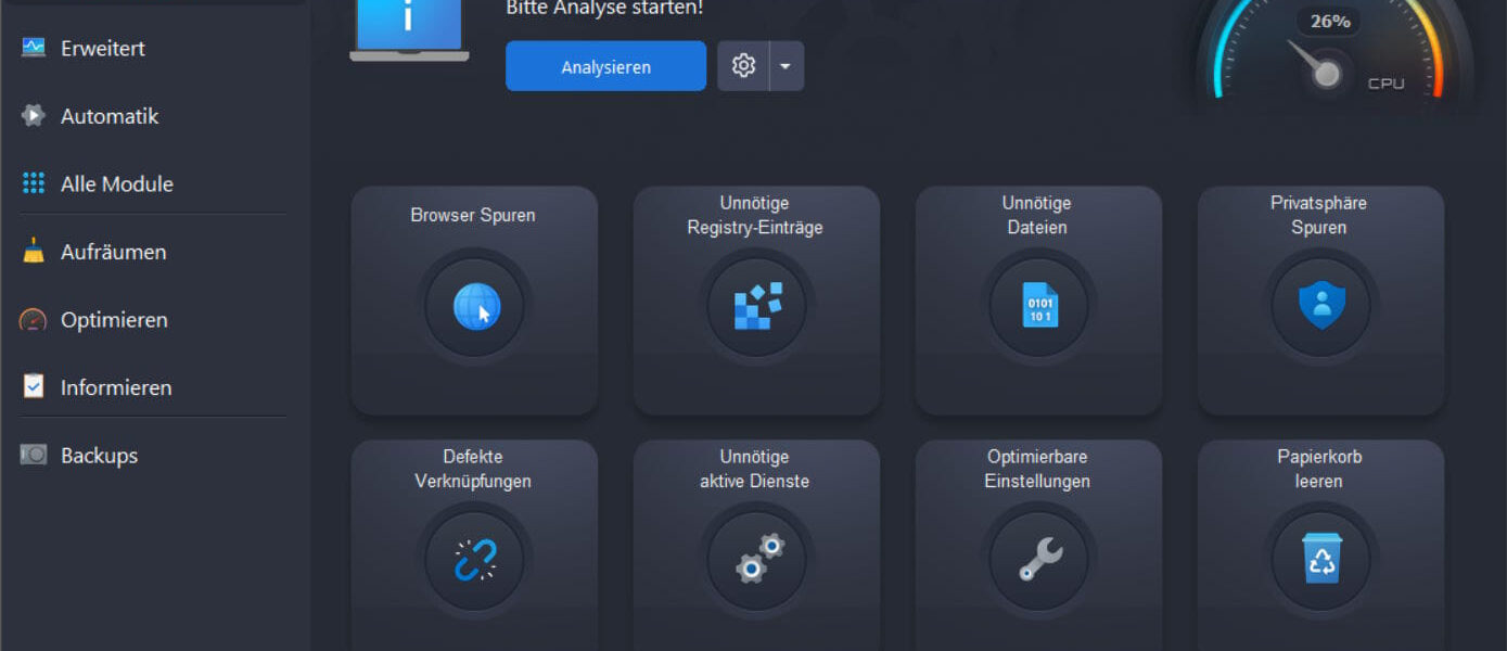 Ashampoo WinOptimizer 26 Dashboard