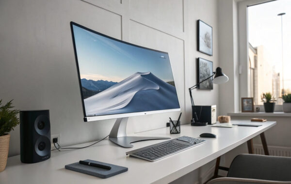 curved monitor seitenansicht Curved Monitore in Seitenansicht mit sichtbarer Bildschirmkrümmung