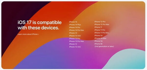 iPhone-Modelle, die mit iOS 17 kompatibel sind iPhone-Modelle, die mit iOS 17 kompatibel sind