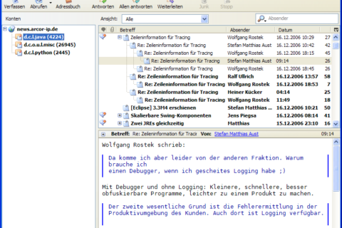 Baumdarstellung einer Newsgroup im Usenet