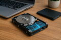 SSHD Hybrid-Festplatte mit HDD-Platter und Flash-Speicher als Kombination aus Festplatte und SSD