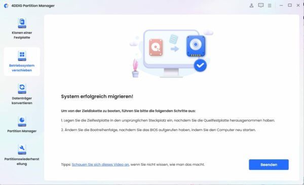 Umzugsprozess erfolgreich abgeschlossen