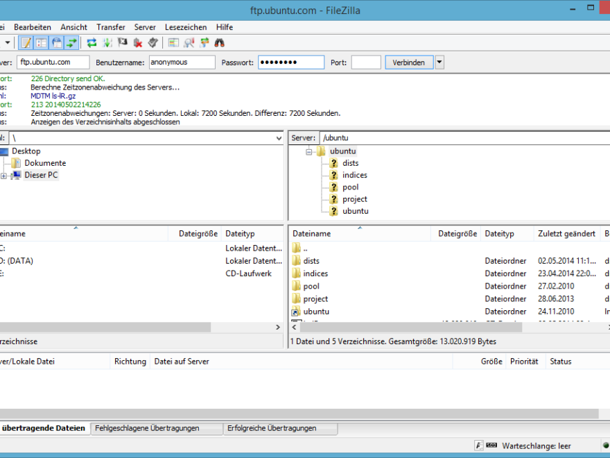 Filezilla FTP-Programm