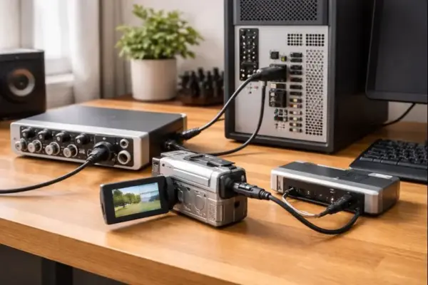 MiniDV-Camcorder und Audio-Interface über FireWire am PC