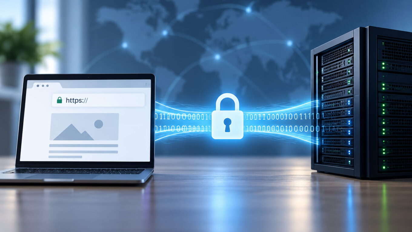 TLS schützt die Datenübertragung zwischen Computer und Server