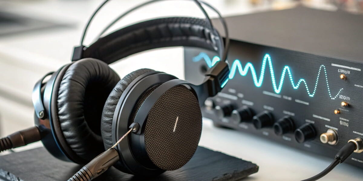 Visualisierung der Impedanz bei Kopfhörern mit Signalfluss zwischen Kopfhörer und Verstärker