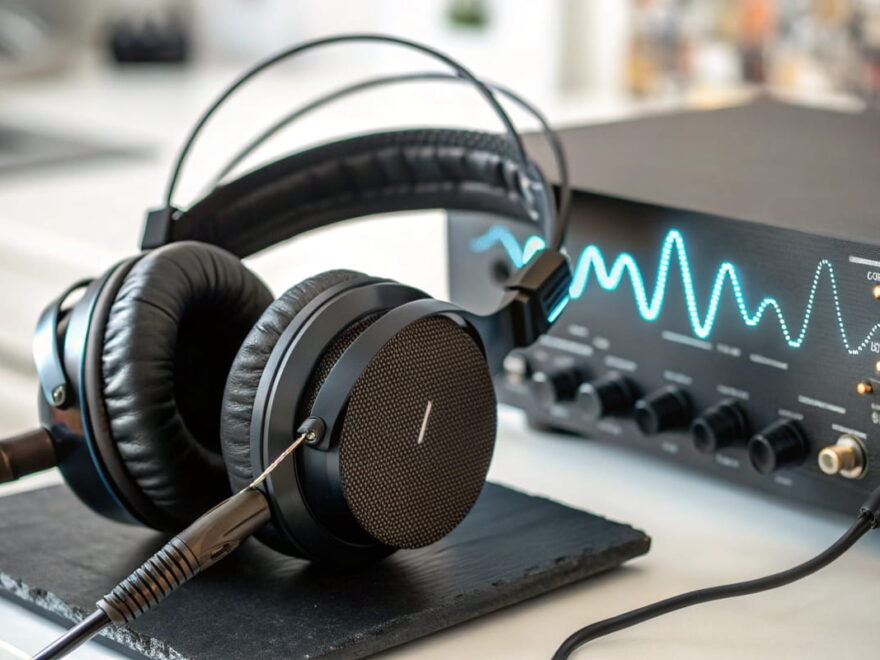 Visualisierung der Impedanz bei Kopfhörern mit Signalfluss zwischen Kopfhörer und Verstärker