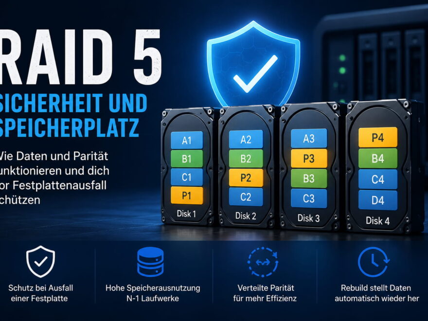 RAID 5 mit verteilten Daten und Parität auf mehreren Festplatten