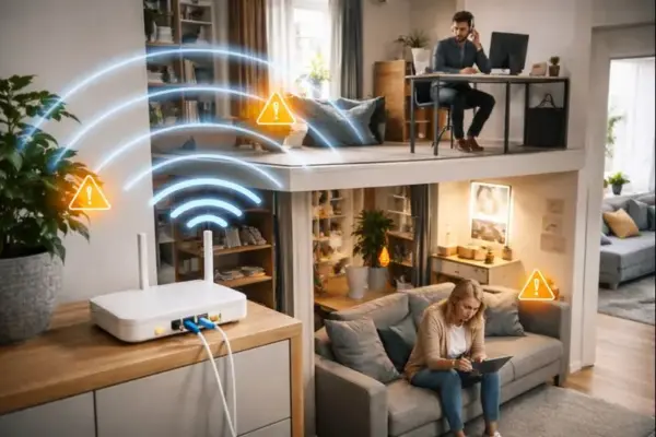 WLAN-Probleme in einer Wohnung mit mehreren Räumen und Etagen