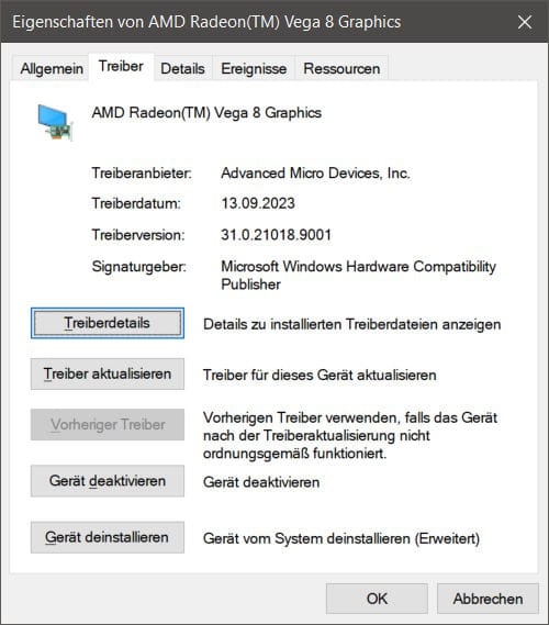 Treiber-Details unter Windows Treiber-Details unter Windows