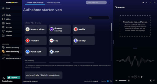 Audials One 2024 Video-Streaming aufnehmen