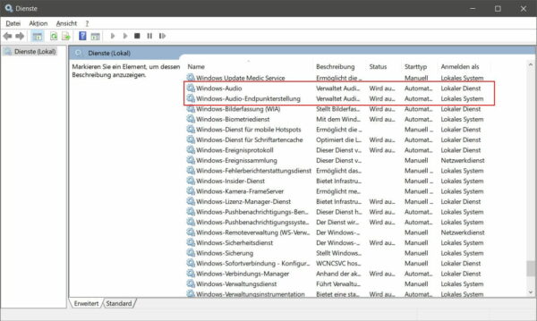 Überprüfung und Steuerung der Windows Audio-Dienste