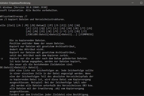 XCOPY Befehle und Parameter