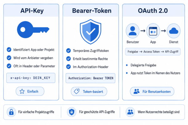 Vergleich von API-Key, Bearer-Token und OAuth 2.0