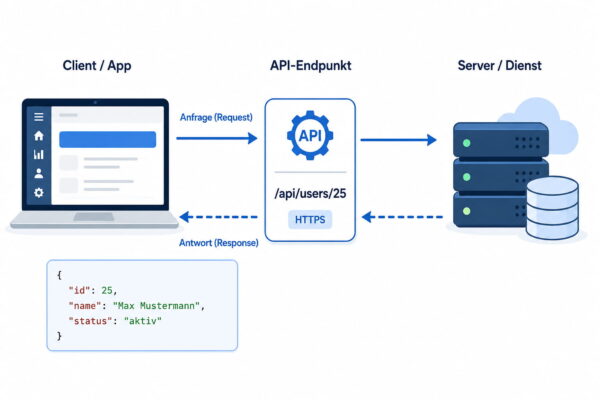 Schematische Darstellung von Request und Response bei einer API