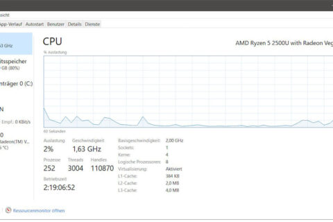 CPU Temperatur anzeigen Taskmanager