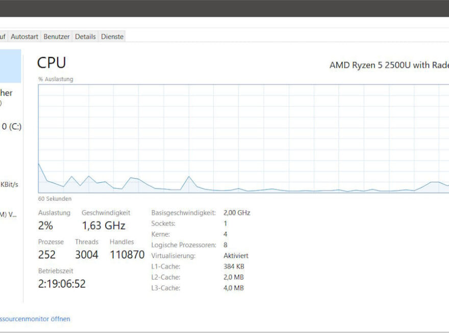 CPU Temperatur anzeigen Taskmanager