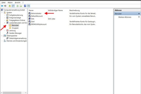 Administrator aktivieren Gruppenverwaltung