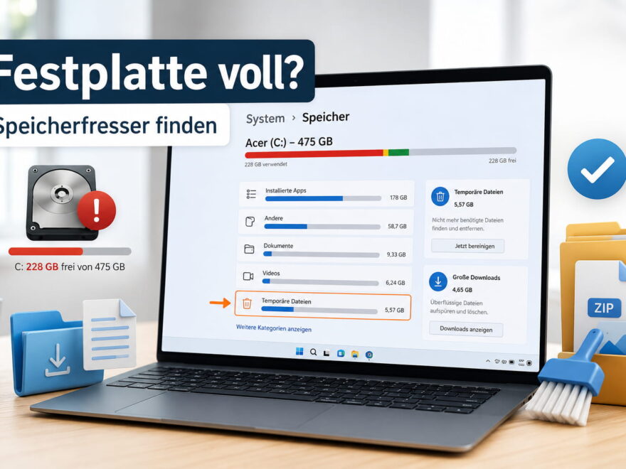 Festplatte voll: Speicherfresser unter Windows finden