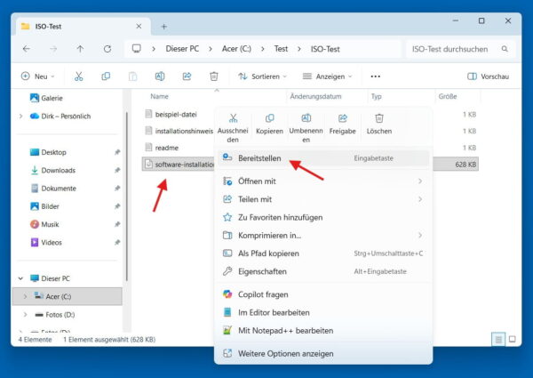 ISO-Dateien in Windows 10 und 11 einbinden ISO-Dateien in Windows 11 über das Kontextmenü bereitstellen