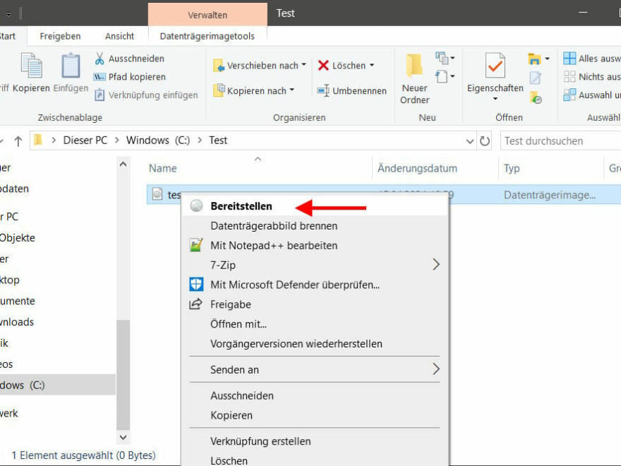 ISO-Abbild in Windows 10 einbinden