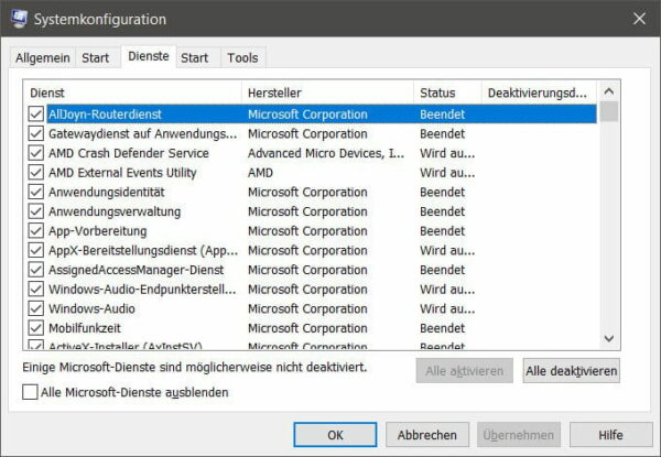 msconfig Dienste verwalten msconfig Dienste verwalten
