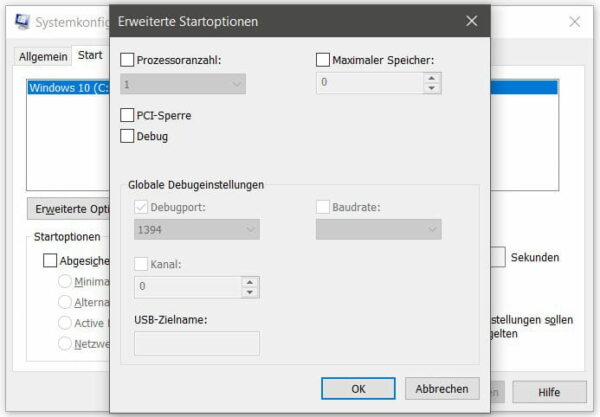msconfig erweiterte Startoptionen msconfig erweiterte Startoptionen