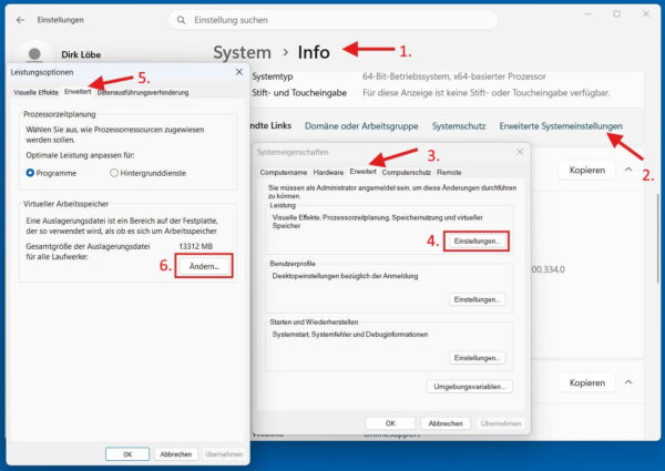 pagefile.sys verkleinern oder auf ein anderes Laufwerk verschieben Einstellungen zum Ändern der pagefile.sys in Windows