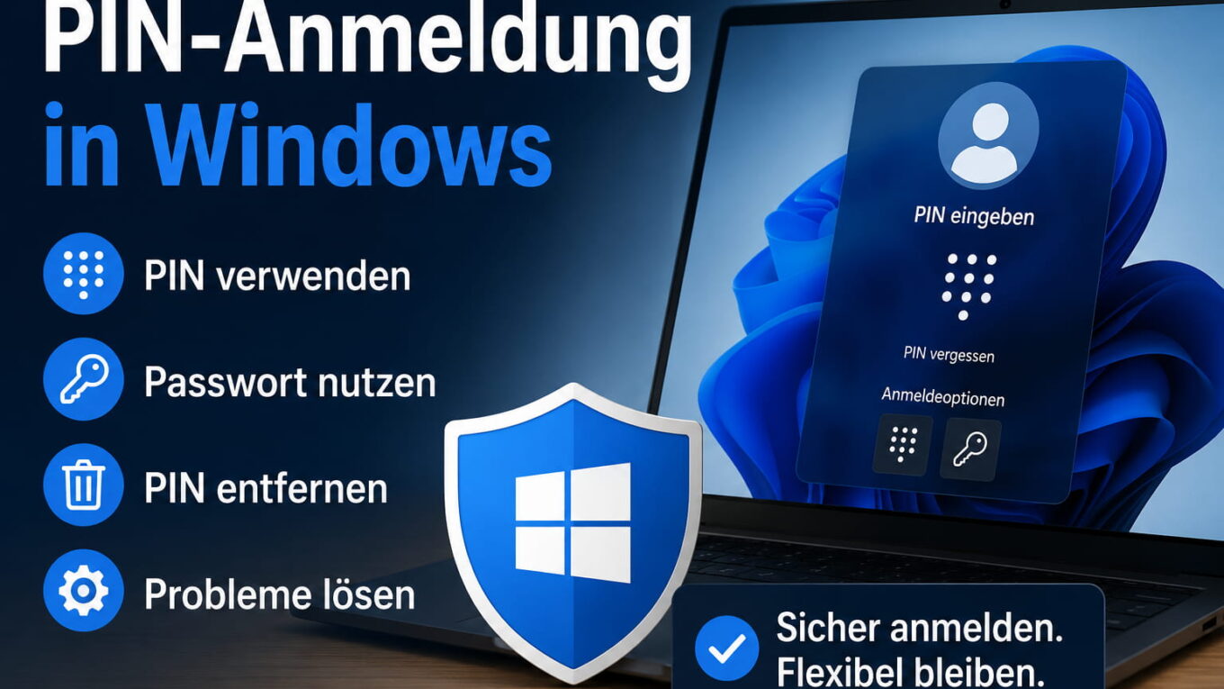 PIN-Anmeldung in Windows mit Optionen für PIN, Passwort und Entfernen
