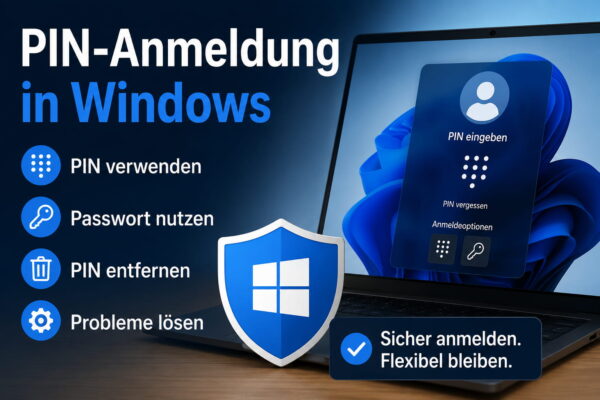 PIN-Anmeldung in Windows mit Optionen für PIN, Passwort und Entfernen