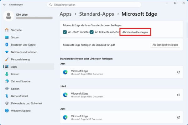 Microsoft Edge als Standard-Browser in Windows 11 festlegen Standard-Browser festlegen in Windows 11 über die Standard-Apps