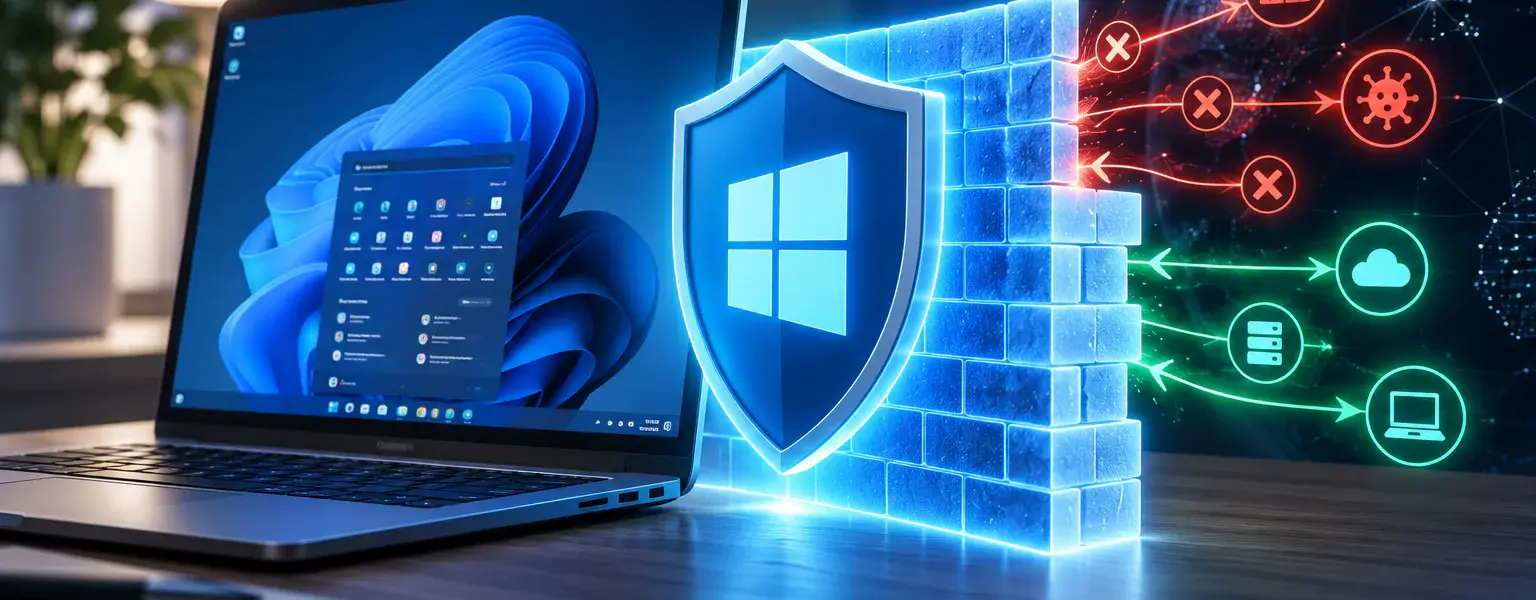Windows Firewall schützt einen Windows-11-PC vor unerwünschten Netzwerkverbindungen