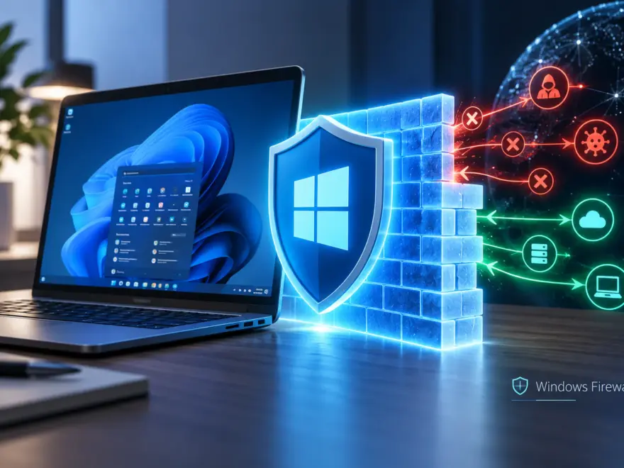 Windows Firewall schützt einen Windows-11-PC vor unerwünschten Netzwerkverbindungen