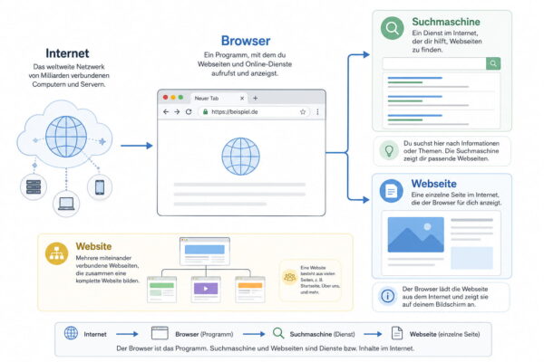 Browser, Internet, Suchmaschine und Webseite im Vergleich Browser im Vergleich mit Internet, Suchmaschine, Webseite und Website
